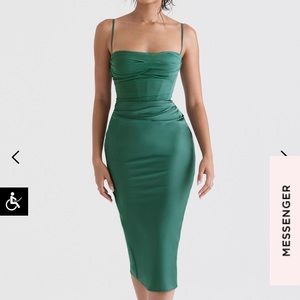 House of CB TEIA Forest Draped Corset Midi Dress